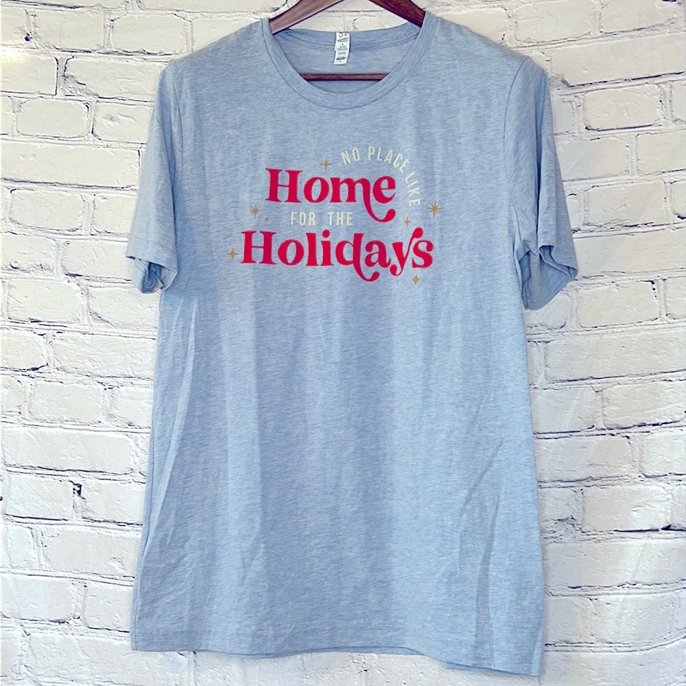 Bella Canvas Home For the Holidays Christmas Short Sleeve T-Shirt Size Large